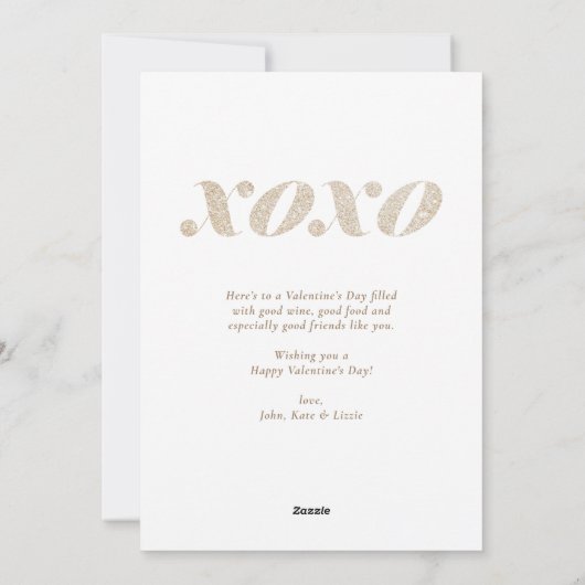 XOXO Faux Champagne Gold Glitter Valentijnsdag Feestdagenkaart (Achterkant)