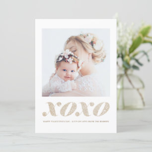 XOXO Faux Champagne Gold Glitter Valentijnsdag Feestdagenkaart