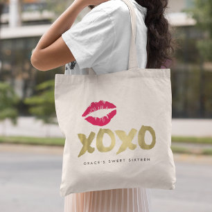 XOXO Faux Gold en Roze Lips Tote Bag