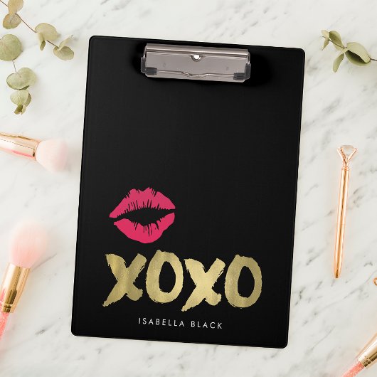 XOXO Faux Gold en Roze Lips | Zwart Klembord