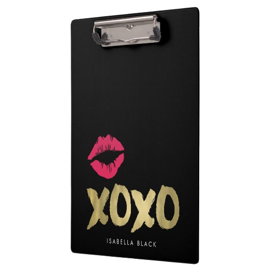 XOXO Faux Gold en Roze Lips | Zwart Klembord (Links)