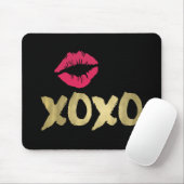 XOXO Faux Gold en Roze Lips | Zwart Muismat (Met muis)