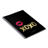XOXO Faux Gold en Roze Lips | Zwart Notitieboek (Rechterzijde)
