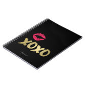 XOXO Faux Gold en Roze Lips | Zwart Notitieboek (Linkerzijde)
