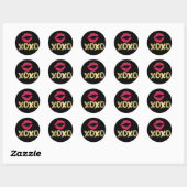 XOXO Faux Gold en Roze Lips | Zwart Ronde Sticker (Vel)
