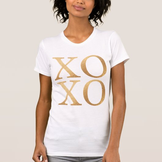 XOXO/Faux Gold/Modern penseelscript T-shirt (Voorkant)