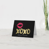 XOXO Faux Gold & Pink Lips Blank Groet Kaart (Voorkant)