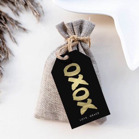 XOXO Faux Goud & Zwart Modern Chique Cadeaulabel