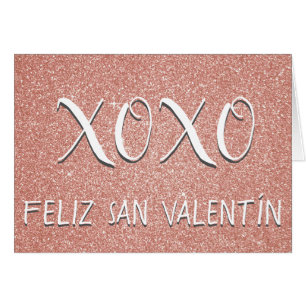 XOXO Feliz San Valentín Pink Rose Gold Sparkle