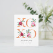XOXO Floral Valentijnsdag Briefkaart (Staand voorkant)