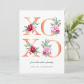 XOXO Floral Valentijnsdag Feestdagenkaart (Staand voorkant)