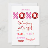 XOXO folie ballon Galentines meisjes Uitnodiging (Voorkant)