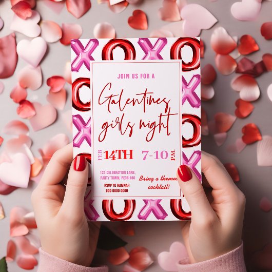 XOXO folie ballon Galentines meisjes Uitnodiging