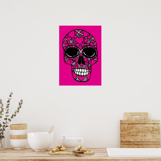 XOXO Forever - Poster van de schedel op roze (Keuken)