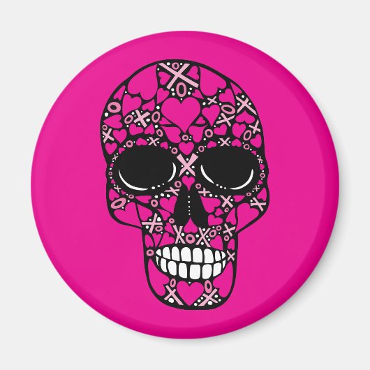 XOXO Forever - Skull Magnet op Roze (Voorkant)