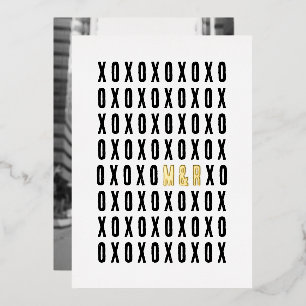 XOXO Foto met gouden oliesoorten Initialen Folie Feestdagenkaart