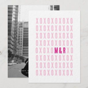 XOXO Foto met Initialen voor paren Vaste Vakantiek Feestdagenkaart