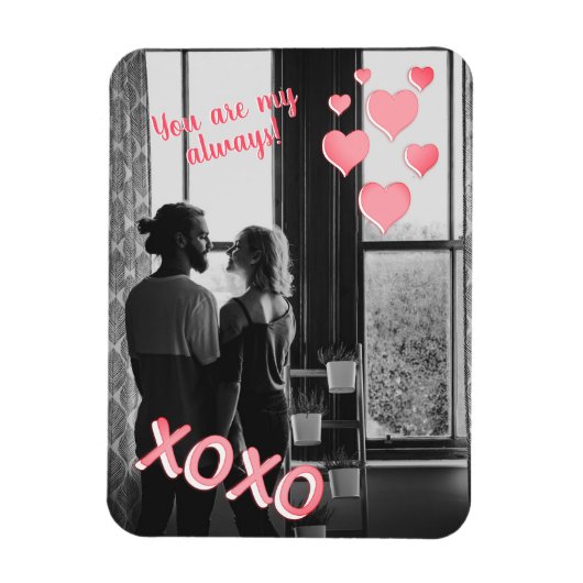 XOXO Fotoroze harten Romantische Valentijnsdag Magneet (Verticaal)