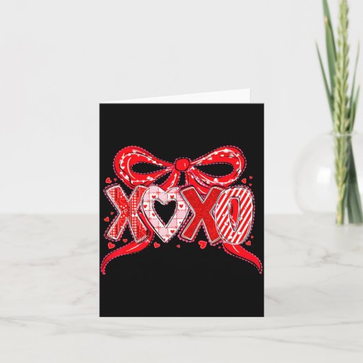 Xoxo Funny Valentines Day Love Coquette Bow Checke Kaart (Voorkant)