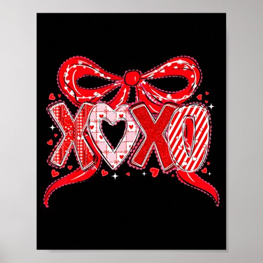 Xoxo Funny Valentines Day Love Coquette Bow Checke Poster (Voorkant)
