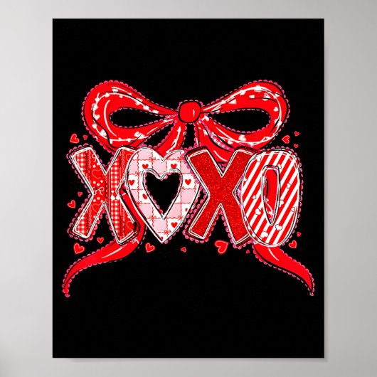 Xoxo Funny Valentines Day Love Coquette Bow Checke Poster (Voorkant)