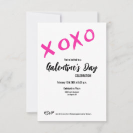 XOXO Galentine's Day PINK WHITE Valentijns Party Kaart
