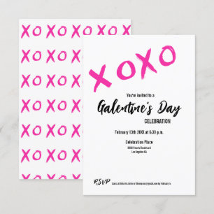 XOXO Galentine's Day PINK WHITE Valentijns Party Kaart
