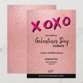 XOXO Galentine's Day Roos Gouden Valentijnse Parti Kaart (Voorkant / Achterkant)
