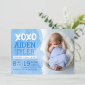 XOXO Geboorteaankondiging Aankondiging (Staand voorkant)