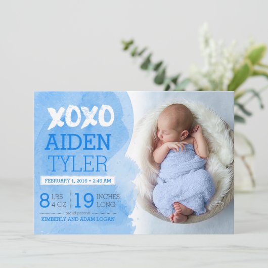 XOXO Geboorteaankondiging Aankondiging (Staand voorkant)
