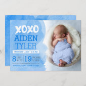 XOXO Geboorteaankondiging Aankondiging (Voorkant / Achterkant)