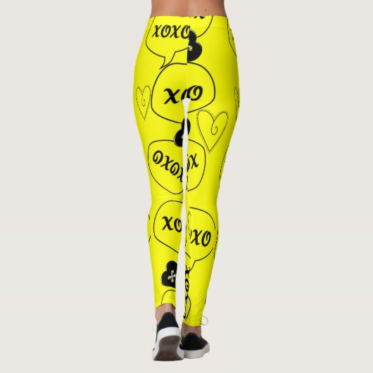 Xoxo gele zwarte Leggings (Achterkant)
