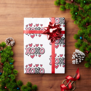 XOXO gelukkige valentijnsdag cute roze rode harten Cadeaupapier