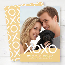XOXO Gelukkige Valentijnsdag Foto Geel Modern Feestdagenkaart