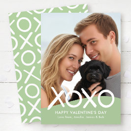 XOXO Gelukkige Valentijnsdag Foto Groen Modern Feestdagenkaart
