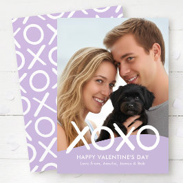 XOXO Gelukkige Valentijnsdag Foto Paars Modern Feestdagenkaart