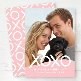 XOXO Gelukkige Valentijnsdag Foto Roze Modern Feestdagenkaart