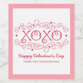 XOXO gepersonaliseerde gelukkige Valentijnsdag Wijn Etiket (Enkel label)