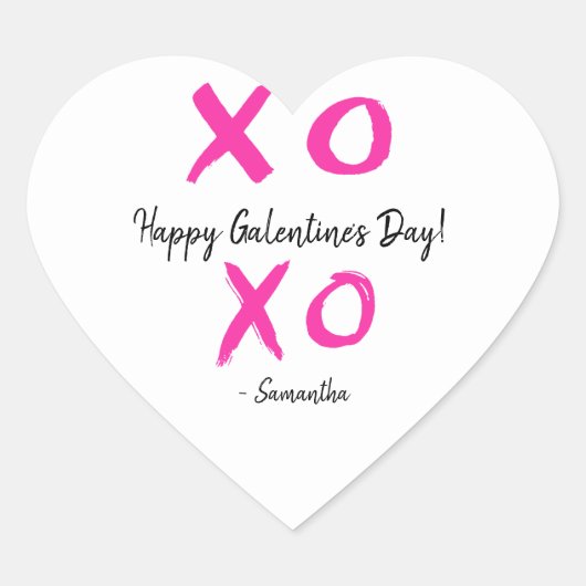 XOXO gepersonaliseerde Happy Galentine's Day Hart Sticker (Voorkant)
