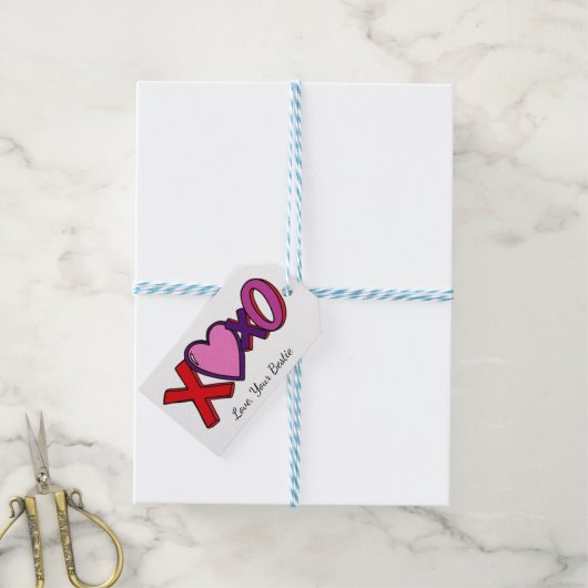 XOXO gepersonaliseerde sticker,Valentijnsdag Cadeaulabel (Met Touw)