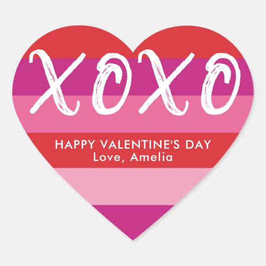 XOXO gepersonaliseerde Valentijnsdag hart Stickers (Voorkant)