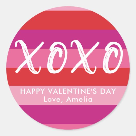 XOXO gepersonaliseerde Valentijnsdag Stickers (Voorkant)