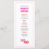 XOXO Girls Night Out Pink Galentine's Day Party Menu (Voorkant)