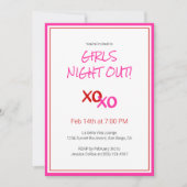 XOXO Girls Night Out Roze Schattigee Galentijn Day Kaart (Voorkant)