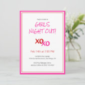 XOXO Girls Night Out Roze Schattigee Galentijn Day Kaart (Staand voorkant)