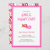 XOXO Girls Night Out Roze Schattigee Galentijn Day Kaart (Voorkant / Achterkant)