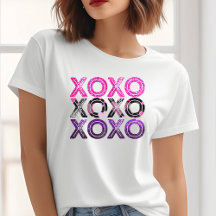 Xoxo Glitter Valentijnsdag T-shirt met afslijting