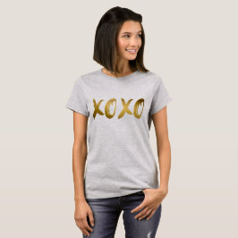 XOXO Gold Foil Letter Print Typography Designer T-shirt