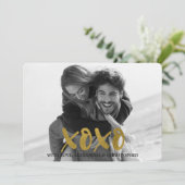 XOXO Gold Foil Valentijnsdag Foto Feestdagenkaart (Staand voorkant)