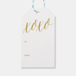 XOXO Gold Modern Calligraphy Gift Label Cadeaulabel